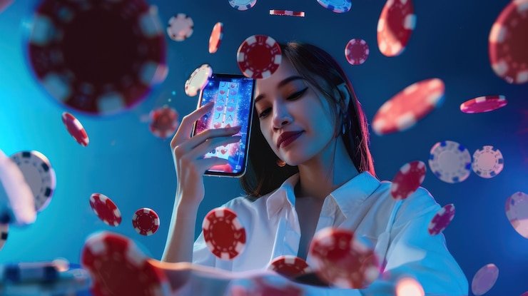 Gambar ilustrasi pengguna menggunakan aplikasi mobile sawit77 dengan berbagai fitur